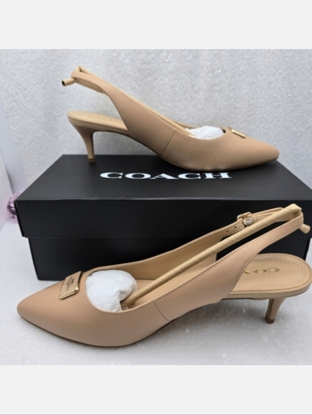 Coach Jillian Slingback Classic Closed toe Low Heel Neutral color Women's 9.5 - Picture 2 of 12